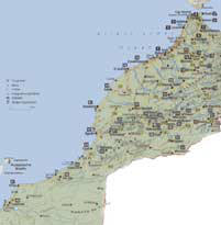 Suche eine Stadt über die Navigationskarte von Marokko