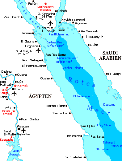 Karte Nilkreuzfahrten Ägypten